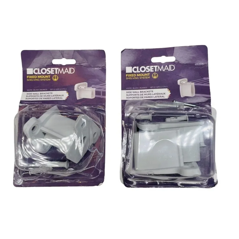 10/$25🦋 Set of 2 NIB Closemaid White Fixed Mounts Side Wall Brackets